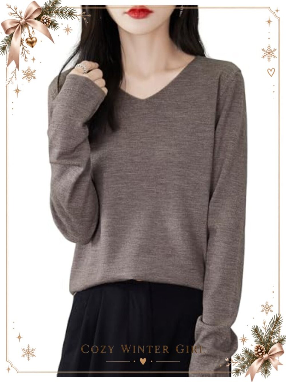 100% Merino Wool Base Layer Thermal V-Neck Long Sleeve Travel Hiking Tee